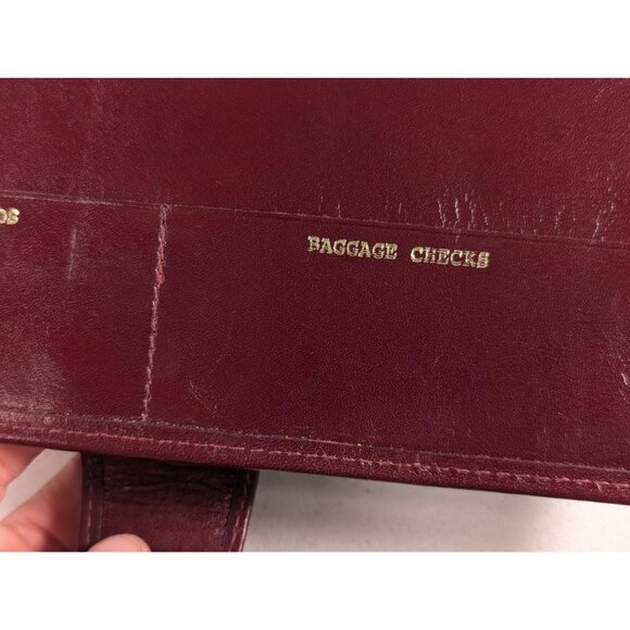 Vintage Burgundy Leather Travel Wallet: Bifold Organizer, Card Holder - Picture 5 of 10